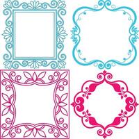 Frames Collection Floral Ornate Borders, Ornament Decorative on White vector