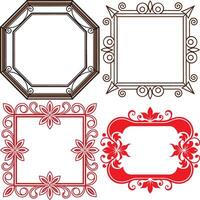 Collection of Four Ornate Floral Frames, Decorative Design Elements on White vector