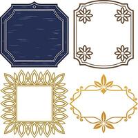 Assorted Border Designs Decorative Blue Frame, Floral Frame, Ornate Gold Frames vector