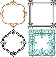 Ornate Borders Set Collection, Square Frames, Rectangular Edges, Floral Pattern vector