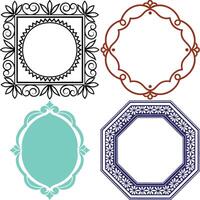 Assorted Frames Design Black Floral, Brown, Teal, Blue Octagon, Borders vector