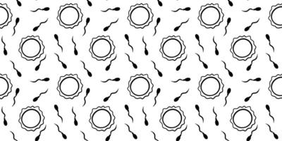 sperm egg cell repeatable background obstetrics gynecology scientific educational materials modern touch seamless ovum spermatozoa pattern black lines vector