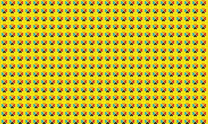 Abstract background design with yellow lines and colorful dotted pattern illustration
