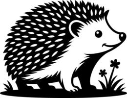 A hedgehog in the grass with flowers vector