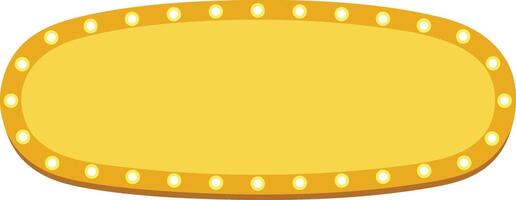 Yellow Retro Light Bulb Signboard Illustration with Oval Shape and Border Lights for Design Use vector