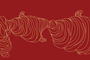 Stylish abstract background with swirling golden lines forming organic shapes over red background. Perfect for Chinese New Year, luxury design, or cultural celebration themes. vector