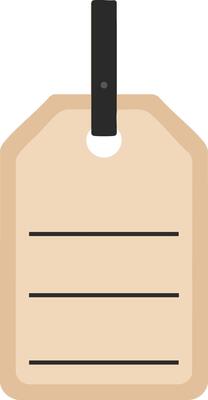 Blank beige price tag with black string and horizontal lines for writing information illustration