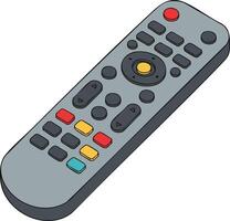 Remote control device with multicolored buttons for electronic equipment operation illustration vector