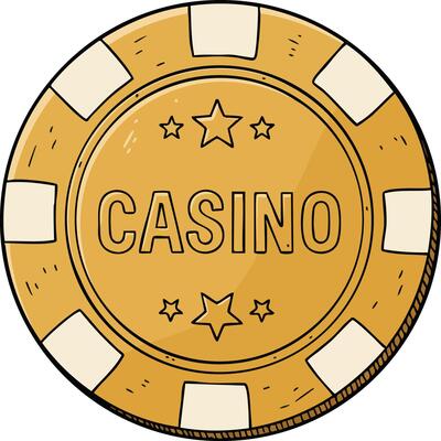Casino chip illustration with yellow and white colors in round shape for gambling and gaming design
