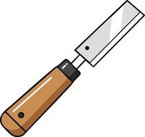 Japanese-style woodworking chisel with wooden handle and metal blade illustration for carpentry and craft tools design vector