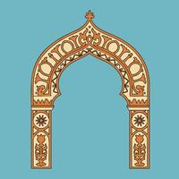 Ornate decorative arch with intricate patterns and classic design on blue background for architectural illustration vector