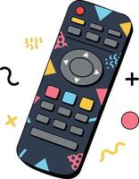 Remote control with colorful geometric shapes and playful abstract elements illustration vector