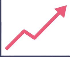 Rising growth trend arrow graph showing business success and positive progress in red color illustration vector
