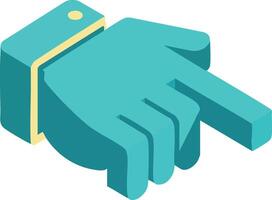 Isometric blue pointing hand icon with yellow cuff illustration design for user interface and digital interaction elements vector