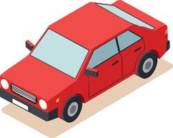 Red compact car illustration with isometric perspective and simple design digital art vector