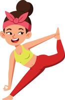 Young woman practicing yoga stretching exercise in colorful activewear illustration vector