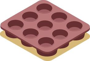 Silicone muffin tray for baking with twelve round molds in isometric view illustration vector