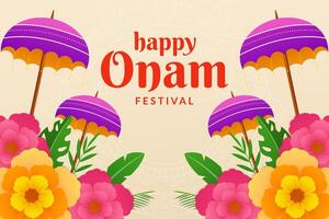 happy onam festival background illustration in gradient style vector
