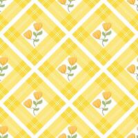 seamless yellow floral pattern with yellow background vector