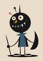 Cartoon character in the style of Joan Miro Abstract Geometric Shapes. vector