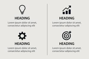 Flat minimal icon grid for business and strategy concepts vector