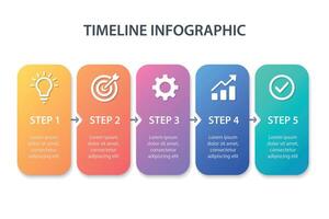 Timeline infographic with five colorful business steps vector