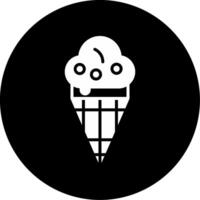 Ice Cream Cone Dessert Icon Glyph Circle Inverted vector