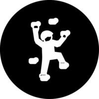 Extreme Rock Climber on Cliff Edge Glyph Circle Inverted vector