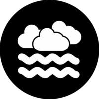 Dense Morning Fog Visibility Alert Glyph Circle Inverted vector