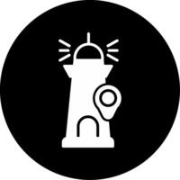 Lighthouse Navigation Point Glyph Circle Inverted vector