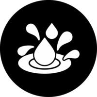 Water Splash Symbol with Blue Droplets Glyph Circle Inverted vector