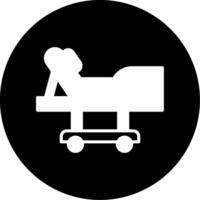 Adjustable Hospital Bed with Rails Glyph Circle Inverted vector