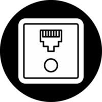 Wired Ethernet Network Socket Glyph Circle Inverted vector
