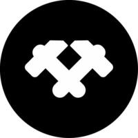 Crossed Construction Hammers Glyph Circle Inverted vector