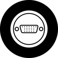DisplayPort Monitor Interface Plug Glyph Circle Inverted vector
