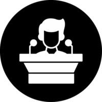 Youthful Motivational Speaker on Stage Glyph Circle Inverted vector