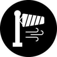Windsock Direction and Speed Indicator Glyph Circle Inverted vector