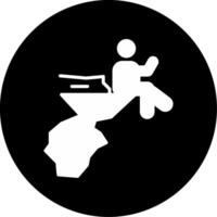 Outdoor Vertical Cliff Climbing Activity Glyph Circle Inverted vector