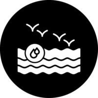 Ocean Surface and Waves Symbol Glyph Circle Inverted vector