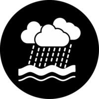 Overflowing River Flood Alert Glyph Circle Inverted vector