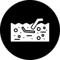Ocean and Water Pollution Hazard Graphic Glyph Circle Inverted vector