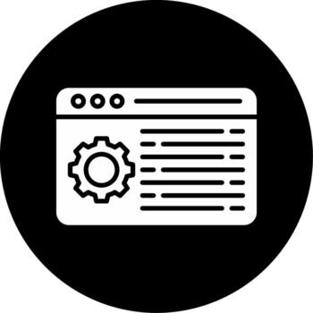 No código sitio web creación plataforma glifo circulo invertido vector