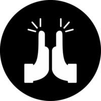 Celebratory High Five Gesture Glyph Circle Inverted vector