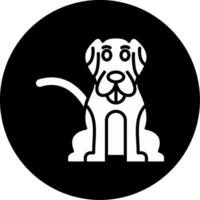 Playful Dog Ready for Training Glyph Circle Inverted vector