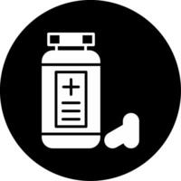 Pill Bottle with Labeled Dosage Glyph Circle Inverted vector