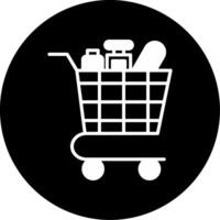 Grocery Bag with Veggies Glyph Circle Inverted vector