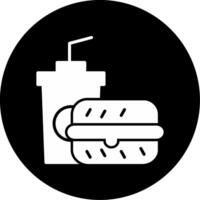 Fast Food Combo Icon Glyph Circle Inverted vector