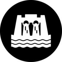Hydroelectric Dam and River System Glyph Circle Inverted vector