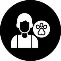 Dog Playing with Fetch Ball Glyph Circle Inverted vector