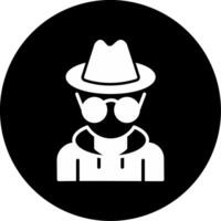 Hacker with Anonymity Mask Glyph Circle Inverted vector